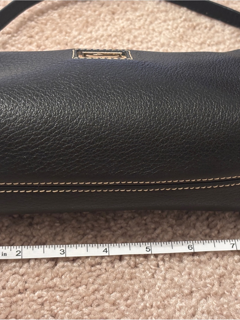 Dooney & Bourke Black Pebble Leather Mini Barrel Wristlet with Gold Hardware - Picture 11 of 11